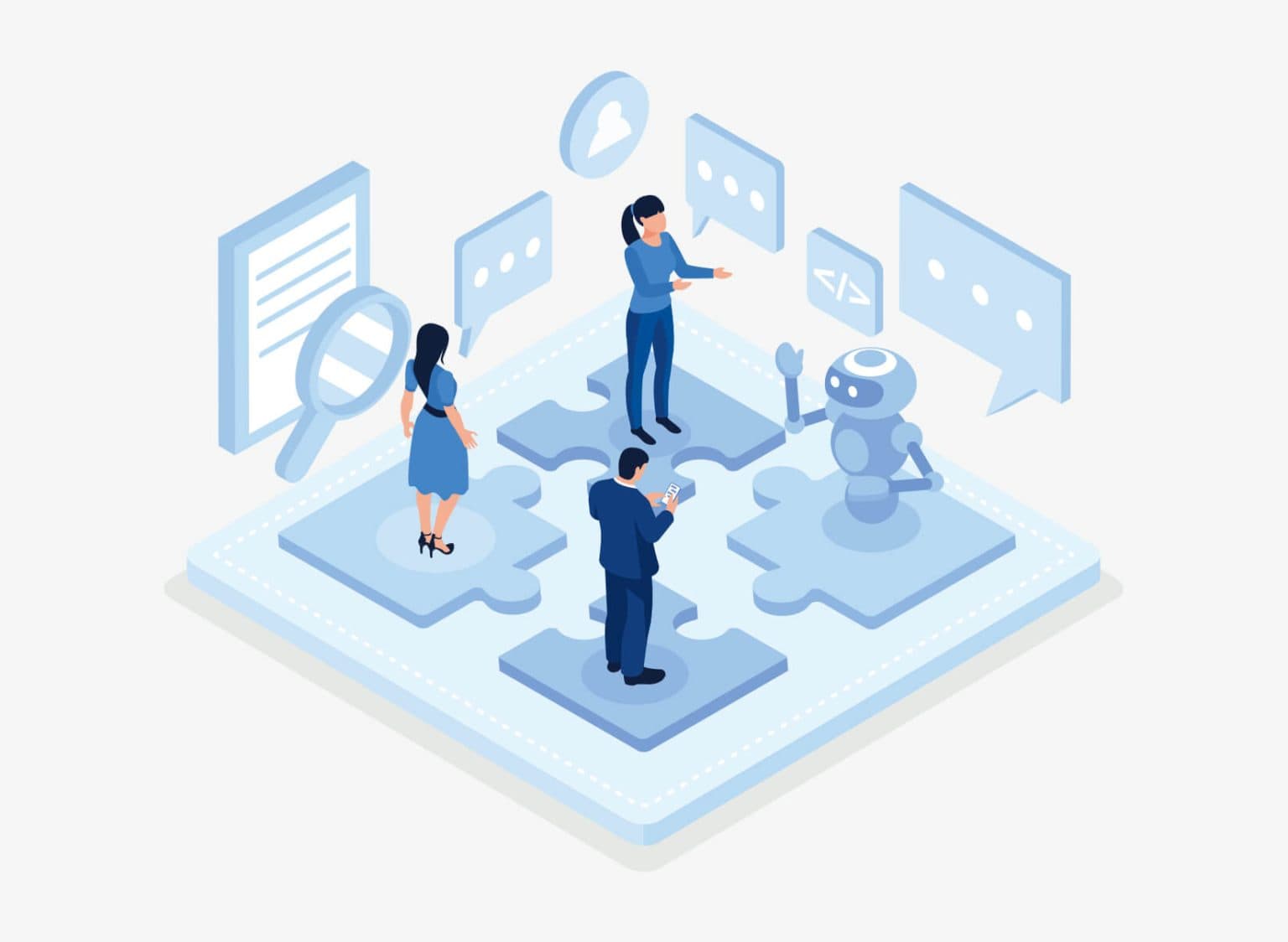 Our diverse team collaborating in a modern office environment